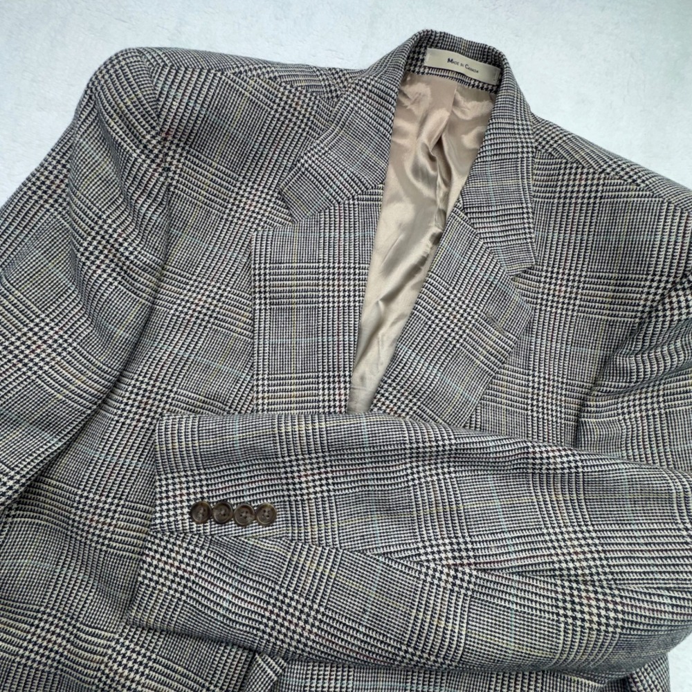 Chaps Ralph Lauren Men's Plaid Blazer Jacket 44T Wool Silk Linen Blend
